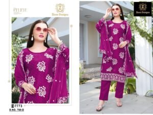 Home 297 Ziaaz Designs D.No.760 Pakistani Suit – Jimmy Choo Semi Stitched with Diamond Work