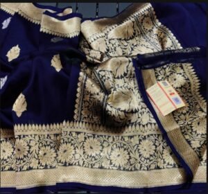 Kora Banarasi Saree Color Navy