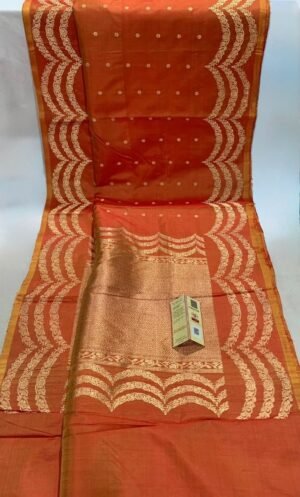 Pure Katan Silk Saree rust orange