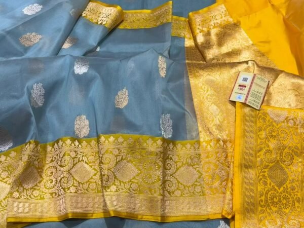 Limited Edition Banarasi Kora Silk Handloom Saree with Mashru Border