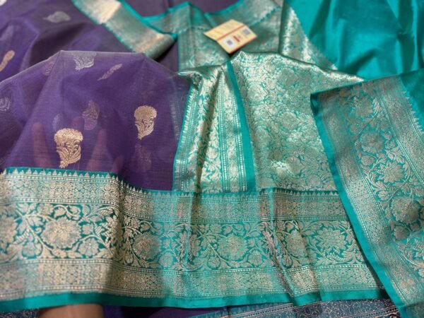 Banarasi Kora Silk Handloom Saree Mashru Border Beautiful