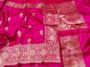 Stunning Banarasi Pure Katan Silk Saree Rani Pink