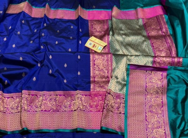 Banarasi Pure Katan Silk Saree Border contrast