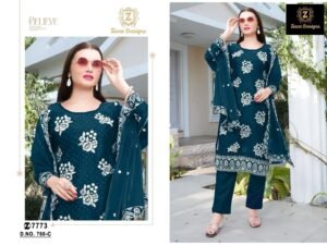 Home 295 Ziaaz Designs D.No.760 Pakistani Suit – Jimmy Choo Semi Stitched with Diamond Work