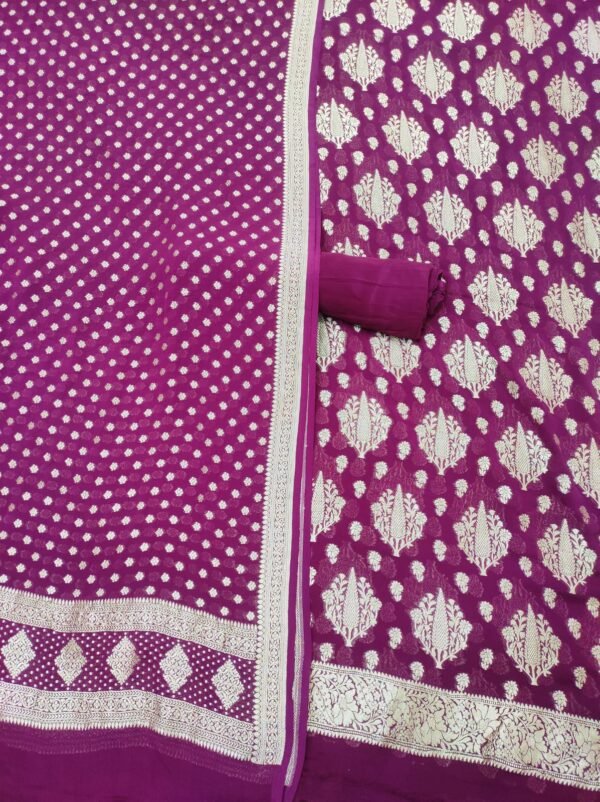 Pure Khaddi Georgette Suit – Rani Jaal Design with Woven Zari