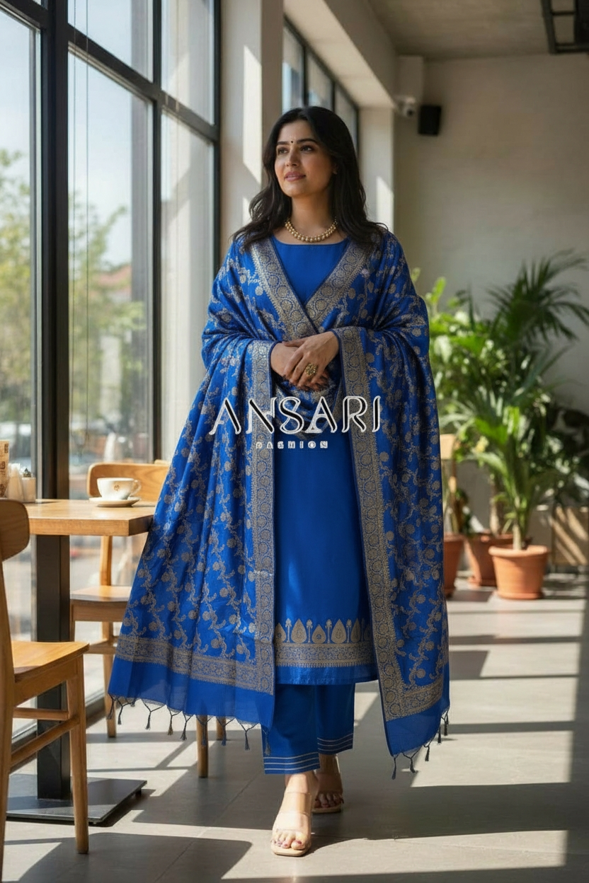 Banarasi Suits – Silk Zari Woven with Dupatta – Royal Blue 1 Banarasi Suits – Silk Zari Woven with Dupatta – Royal Blue