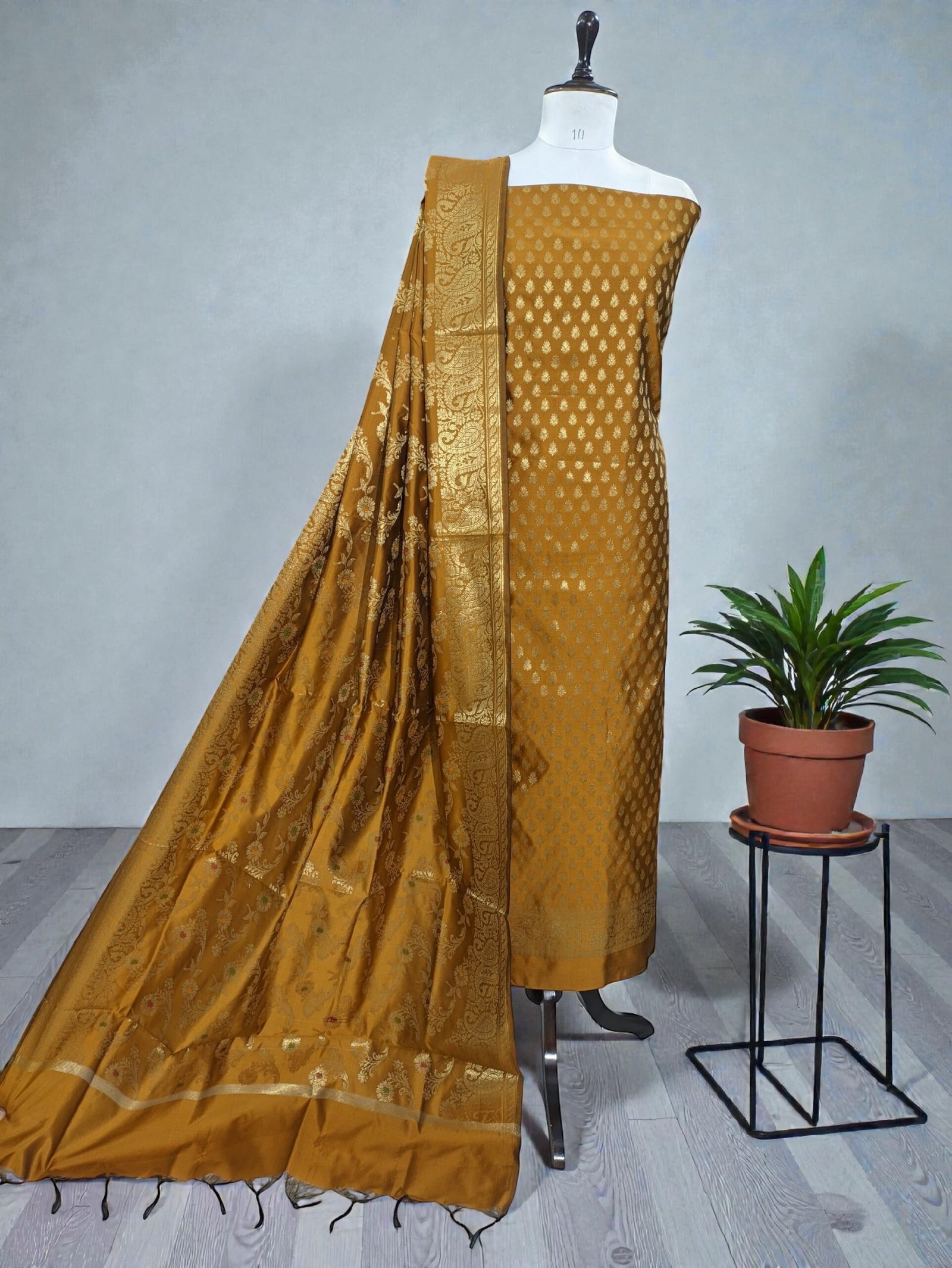 Banarasi Silk Zari Suit Set with Matching Dupatta – mustred