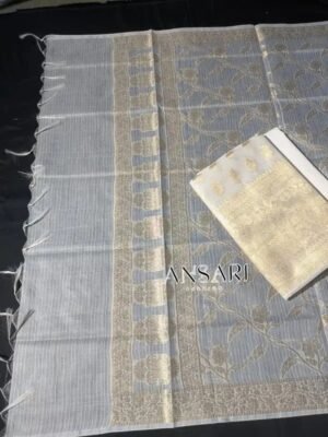 Banarasi Cotton Suit Off White Zari Weaving