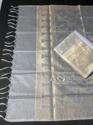 Banarasi Cotton Suit Light Grey Zari Weaving
