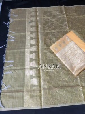Banarasi Cotton Suit Mustard Yellow Zari Weaving