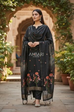 Midnight Black Jamdani Elegance 🌙✨