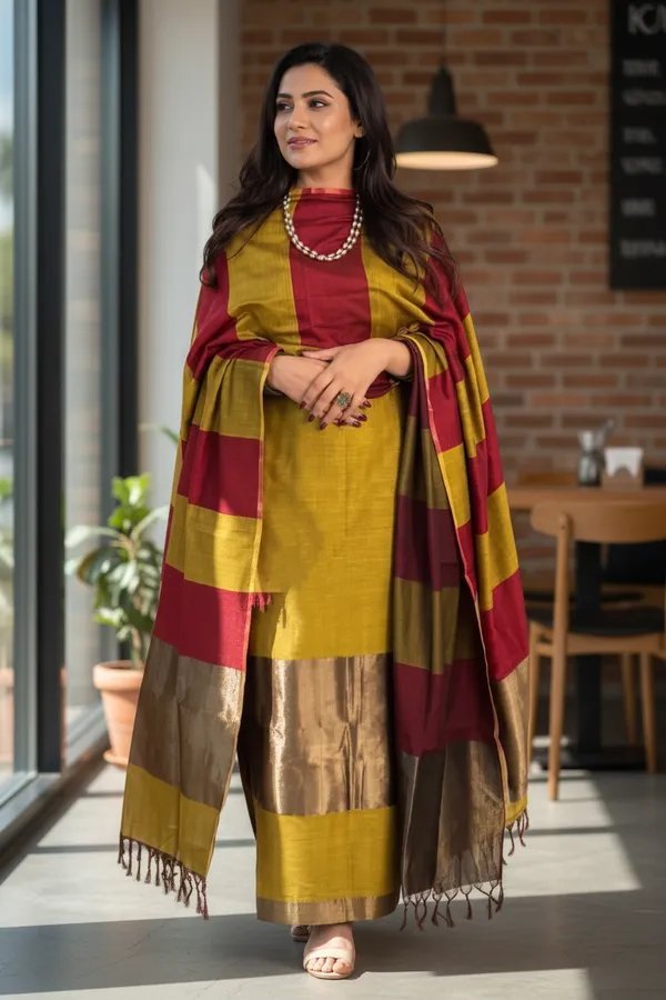 Banarasi Cotton Silk Suit Wholesale – Zari Daman 7 Pcs Catalogue 8 Banarasi Cotton Silk Suit Wholesale – Zari Daman 7 Pcs Catalogue - Image 8