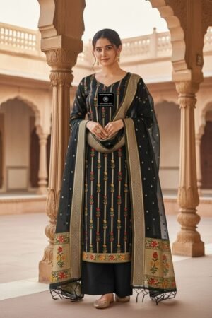 Banarasi suits tilfi jamdani cotton black