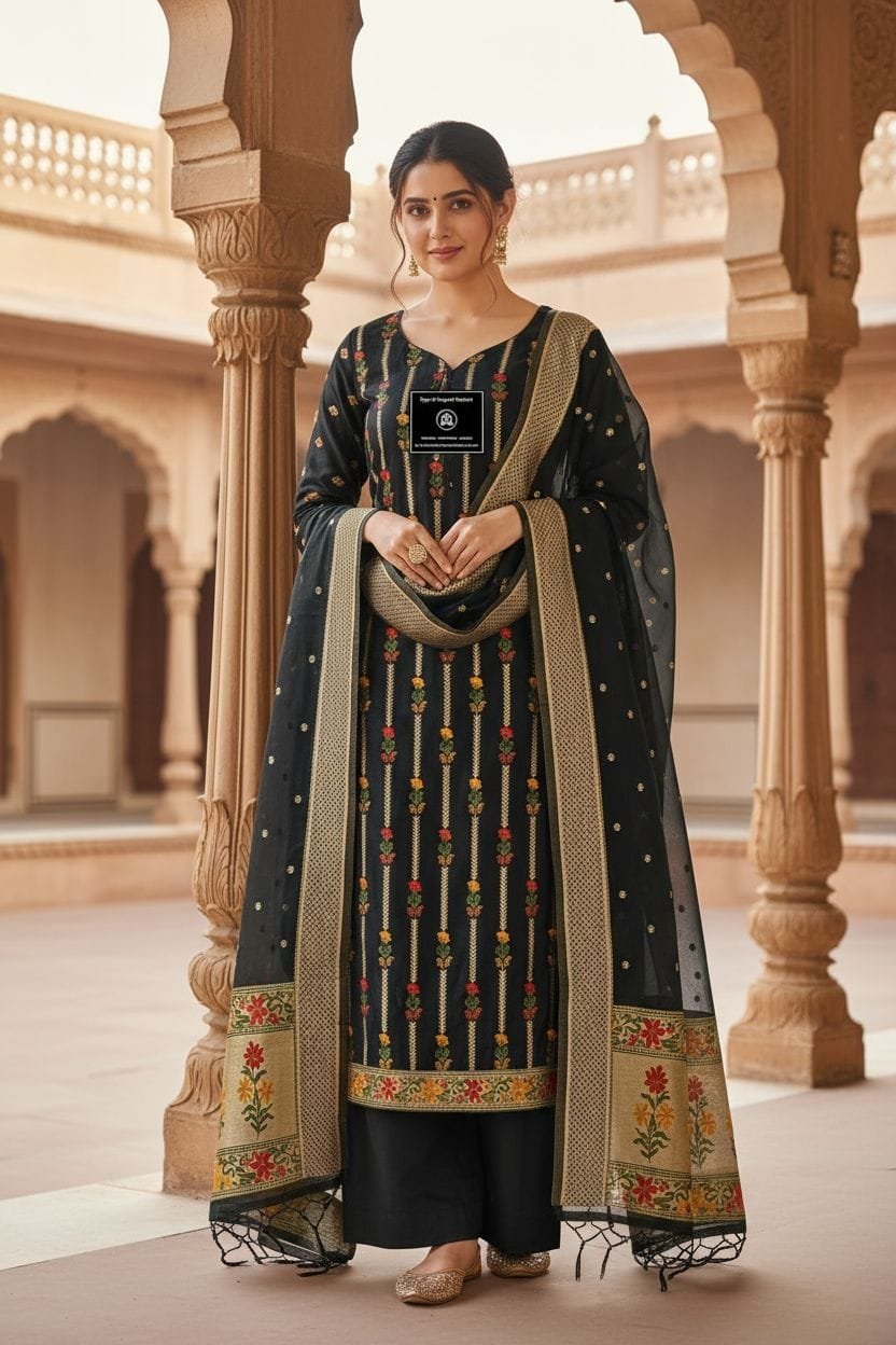 Banarasi suits tilfi jamdani cotton black 1 Banarasi suits tilfi jamdani cotton black