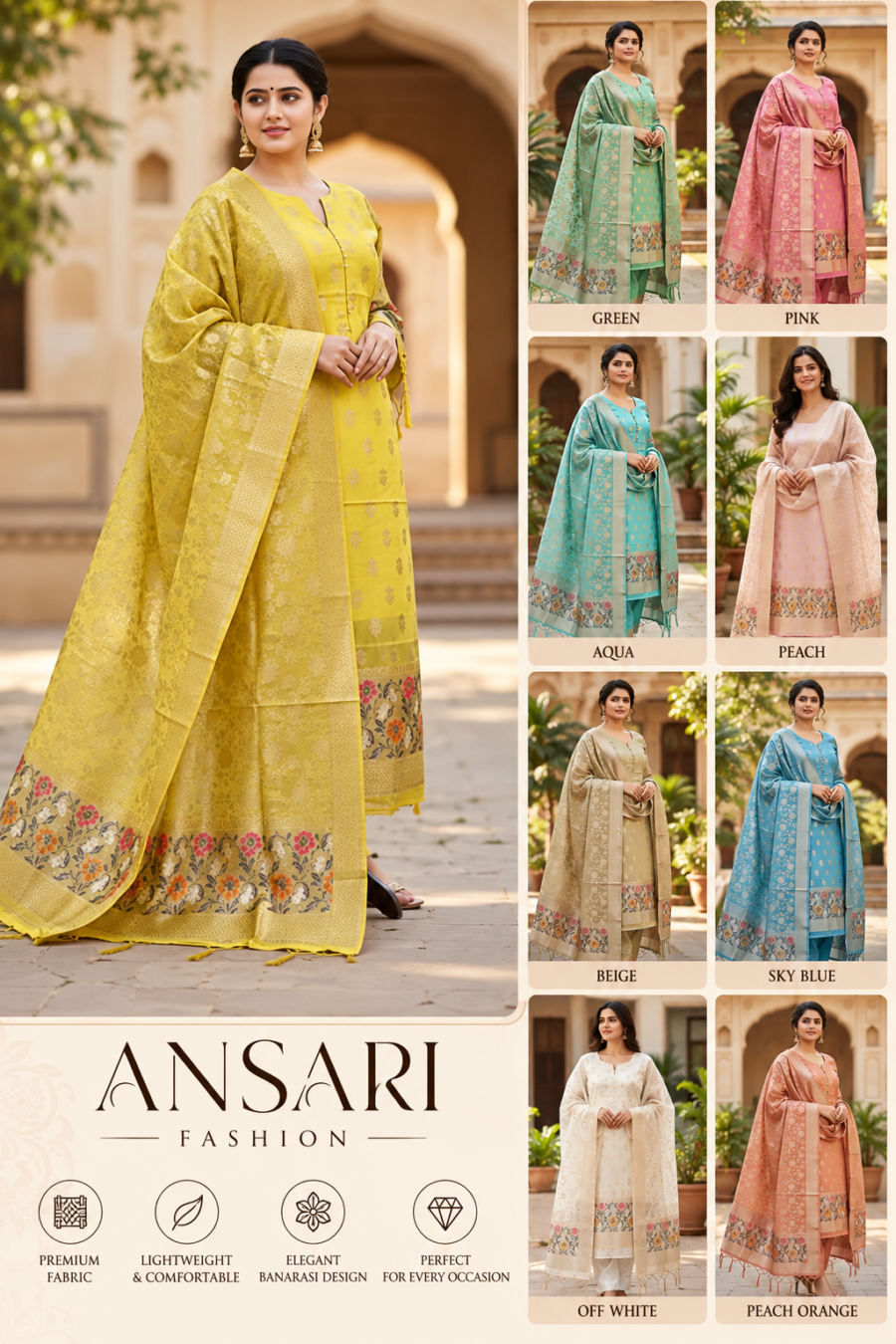 Banarasi Cotton silk zari suits Wholesale ( catalogue 10 pcs )